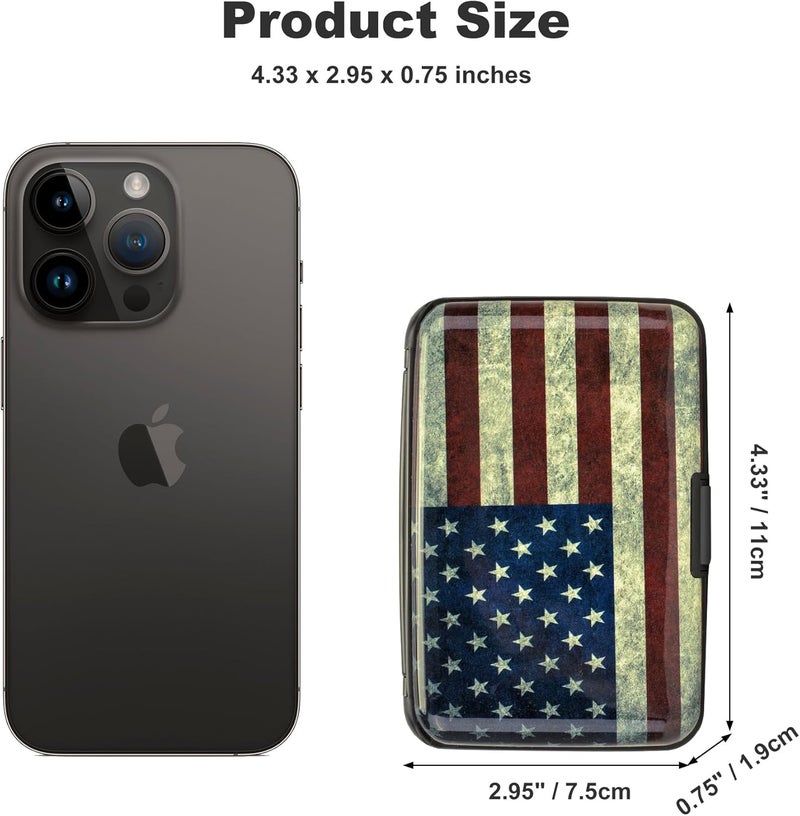 ELFISH Mini RFID Aluminum Wallet Credit Cards Holder Business Card Case Metal ID Case for Men Women (Flag) - Image 4